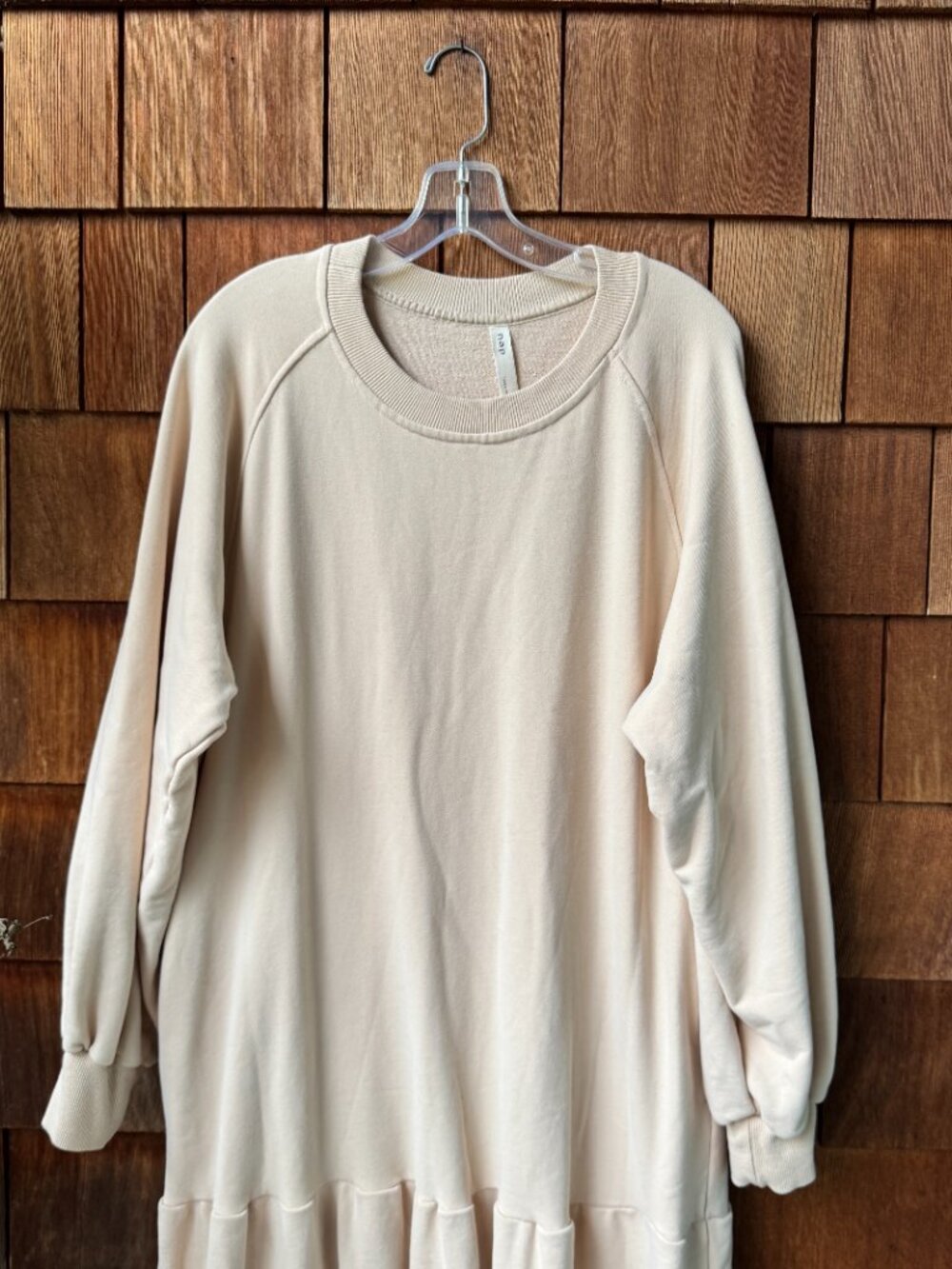 NAP Loungewear Cream Long Sleeve Cotton Tiered Sweatshirt Dress in Women's Large - Picture 4 of 14